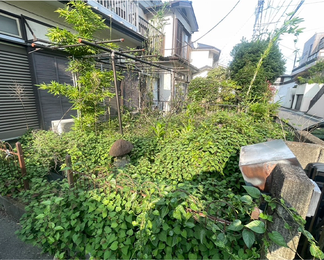 施工事例:駐車場の紅葉・草の処理作業